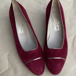 Salvatore Ferragamo Women's Deep Maroon Suede Heels
